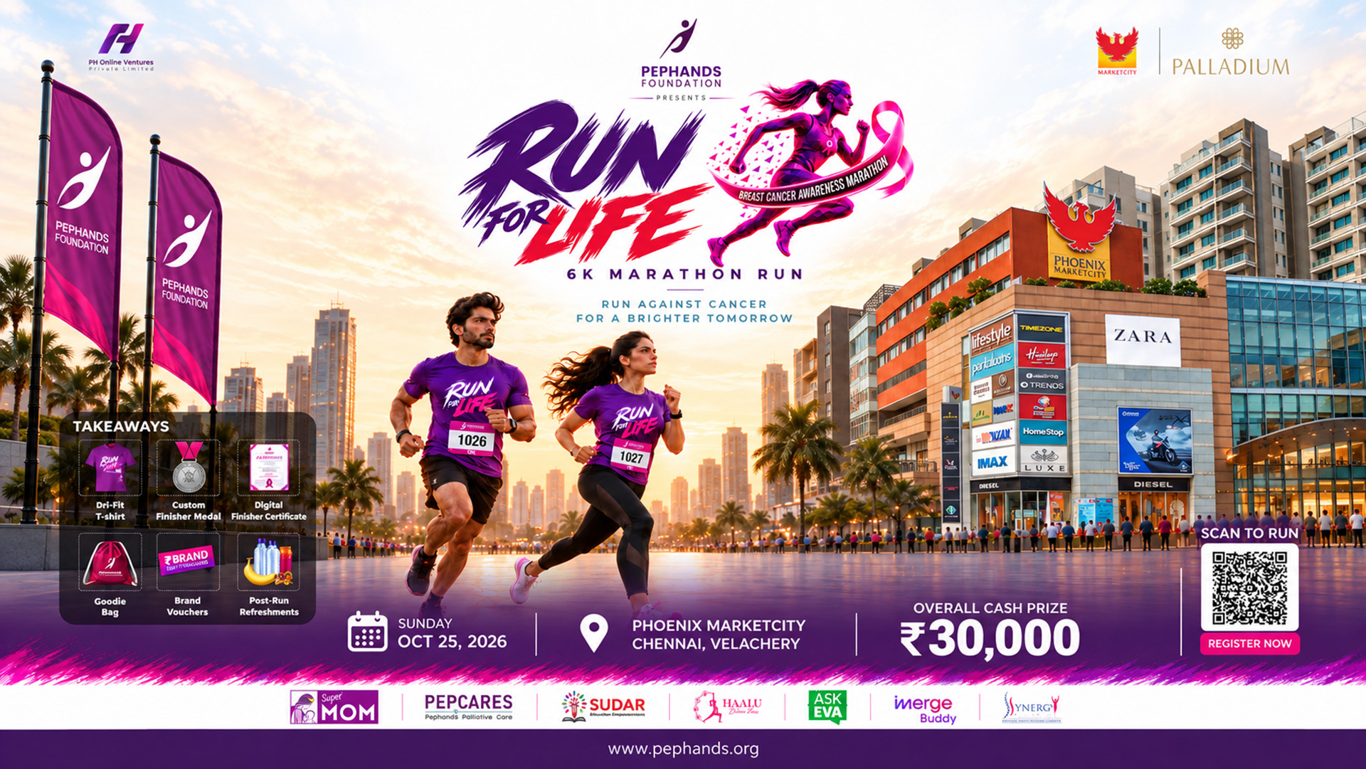 Run For Life 2026 - Breast Cancer Awareness 6K Run | Pephands Foundation & Phoenix Marketcity